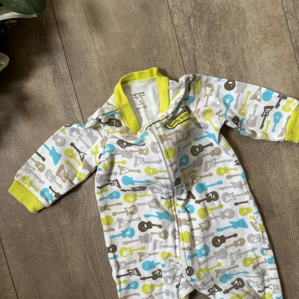 Y2K Carter’s Guitar One-Piece Mommy's Rockstar Baby Boy's Footies Size 3 Months